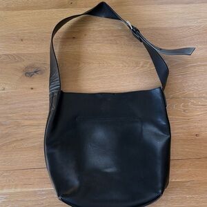 Black Faux Leather Shoulder Bag